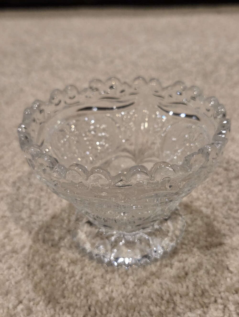 Vintage Clear Sherbert  Dish with Dragon  Medallions